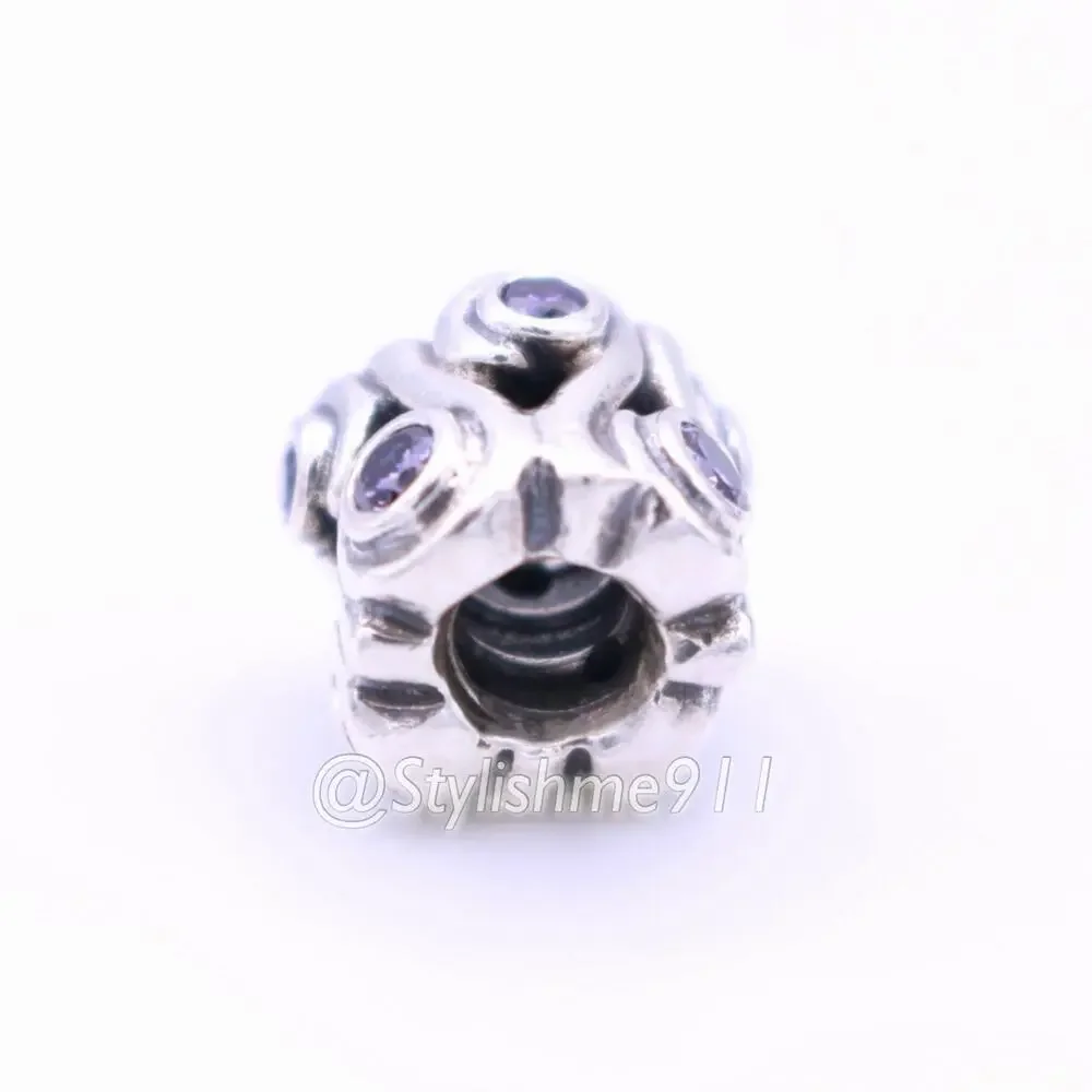 Authentic PANDORA Retired Ocean Wave with Purple CZ Charm